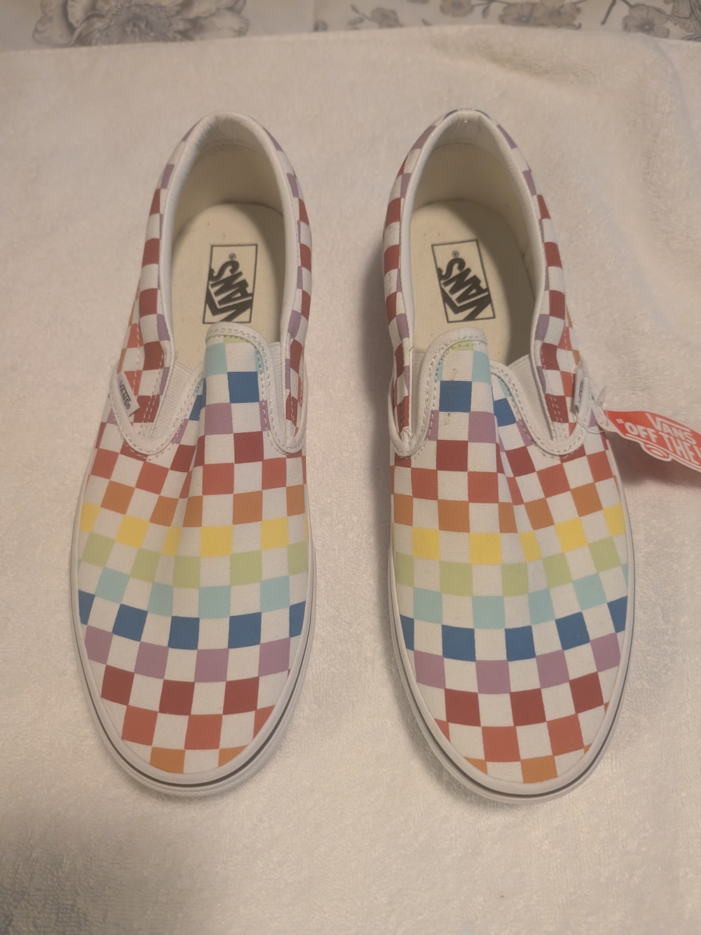 Vans Men's Rainbow Checkerboard Slip-On Sneakers